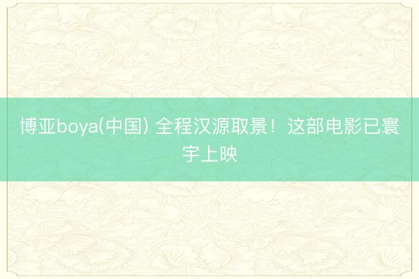 博亚boya(中国) 全程汉源取景！这部电影已寰宇上映
