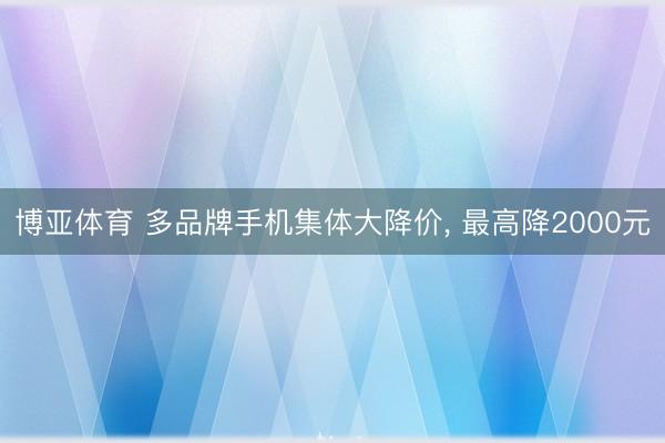 博亚体育 多品牌手机集体大降价， 最高降2000元