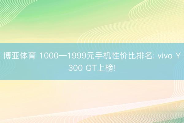 博亚体育 1000—1999元手机性价比排名: vivo Y300 GT上榜!