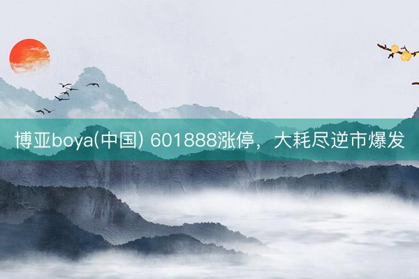 博亚boya(中国) 601888涨停，大耗尽逆市爆发