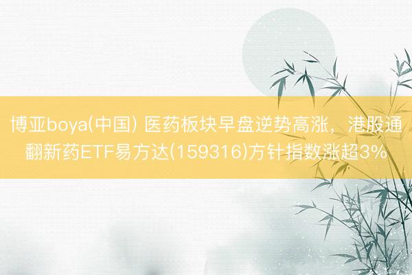 博亚boya(中国) 医药板块早盘逆势高涨，港股通翻新药ETF易方达(159316)方针指数涨超3%