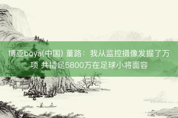 博亚boya(中国) 董路：我从监控摄像发掘了万
