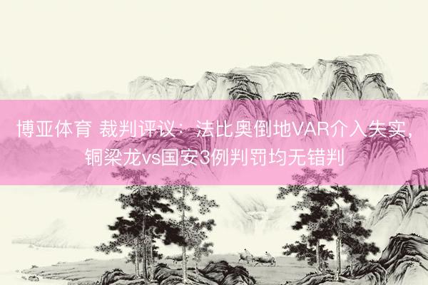 博亚体育 裁判评议：法比奥倒地VAR介入失实，铜梁龙vs国安3例判罚均无错判