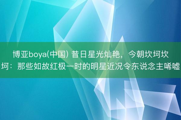 博亚boya(中国) 昔日星光灿艳，今朝坎坷坎坷：那些如故红极一时的明星近况令东说念主唏嘘