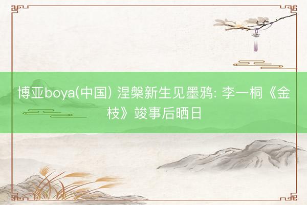 博亚boya(中国) 涅槃新生见墨鸦: 李一桐《金枝》竣事后晒日