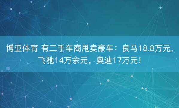 博亚体育 有二手车商甩卖豪车：良马18.8万元，飞驰14万余元，奥迪17万元！