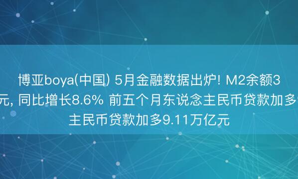 博亚boya(中国) 5月金融数据出炉! M2余额353.67万亿元， 同比增长8.6% 前五个月东说念主民币贷款加多9.11万亿元