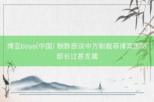 博亚boya(中国) 酬酢部谈中方制裁菲律宾国防部长过甚支属