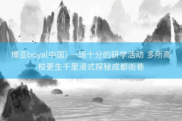 博亚boya(中国) 一场十分的研学活动 多所高校更生千里浸式探秘成都街巷