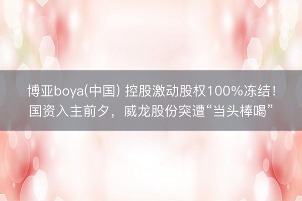 博亚boya(中国) 控股激动股权100%冻结！国资入主前夕，威龙股份突遭“当头棒喝”